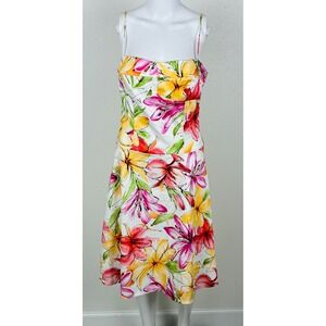 Vintage B Smart Y2K Dress Sz 10 Floral Sleeveless Sundress Beach Tropical Resort